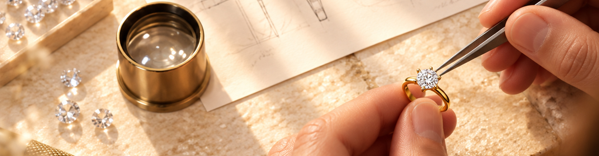 Craftsman setting a solitaire diamond ring